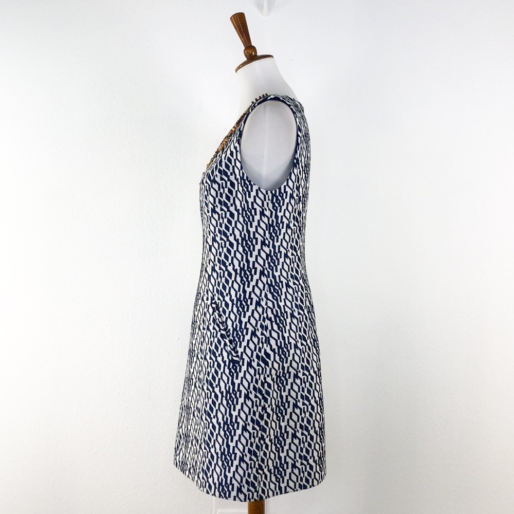 Anthro Moulinette Soeurs Blue Navy Bead Neck Dress - Picture 3 of 8